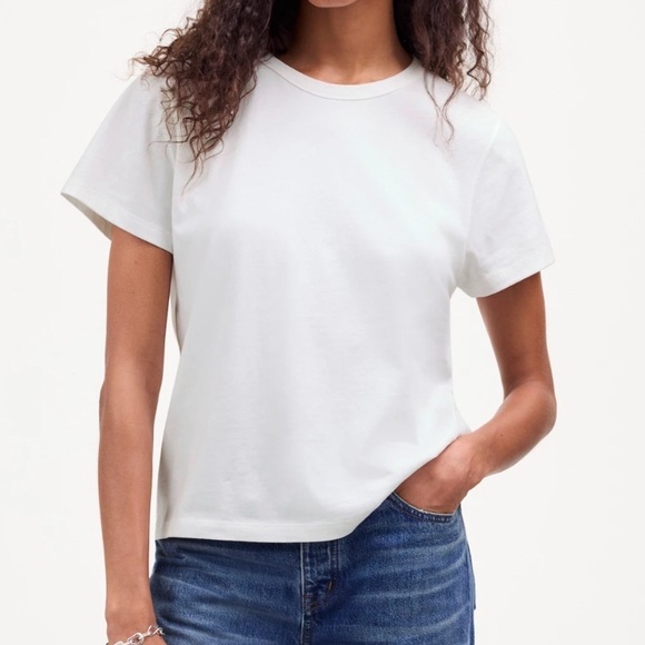 Madewell‎ Cotton Perfect Crewneck Tee in white size XS NWT NS581 - Picture 1 of 14